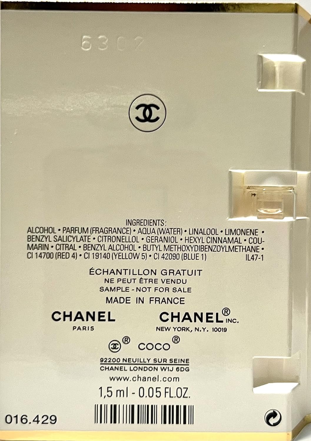 Coco Mademoiselle Eau De Parfum Perfume Sample Vial Travel 1.5 Ml